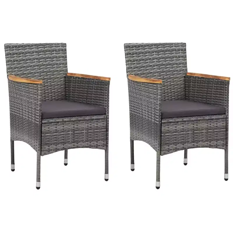 vidaXL Patio Bistro Set Bistro Table 3 Piece Poly Rattan and Tempered Glass