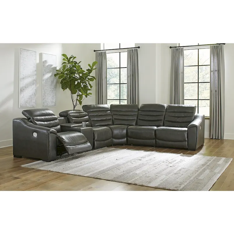 Signature Design by Ashley Center Line 6-Piece Power Reclining Sectional - 138.25W x 120.5D x 35H