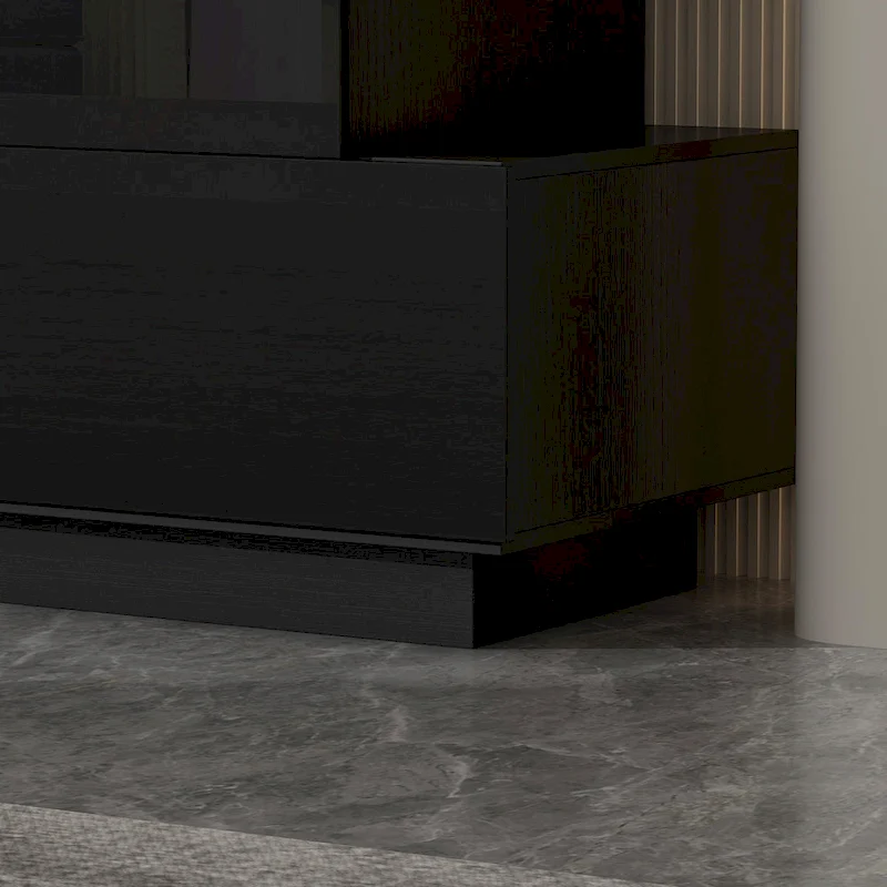 High Glossy Six-Drawer Dresser Chest with Off-Set Design (Black/White)