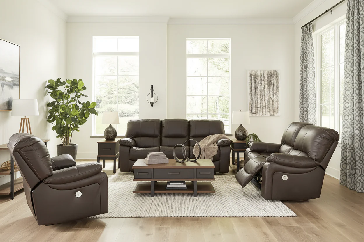 Three-piece upholstered furniture- 88cm wide x 41cm deep x 41cm high