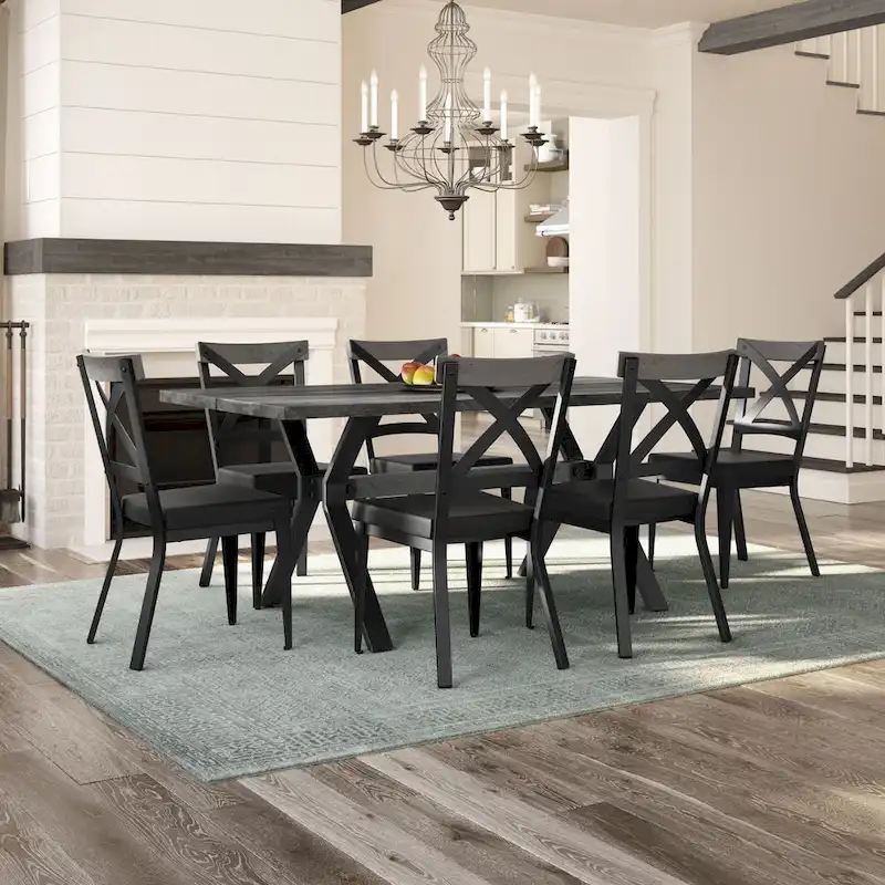 Amisco Leonie Wood Table and Snyder Chairs 7-Pieces Dining Set