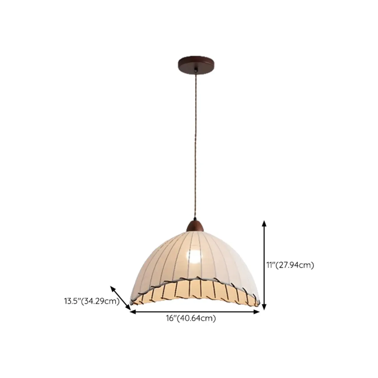 Dome-Shape White Fabric Rope Pendant Light Residential Use