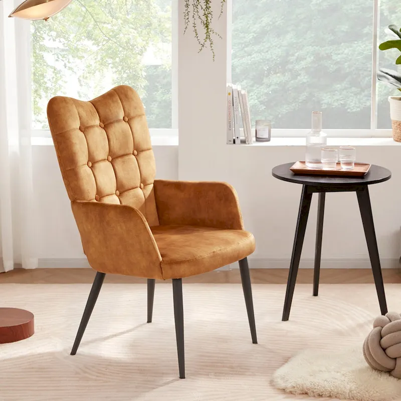 High-back Button Tufted Wingback Accent Chair