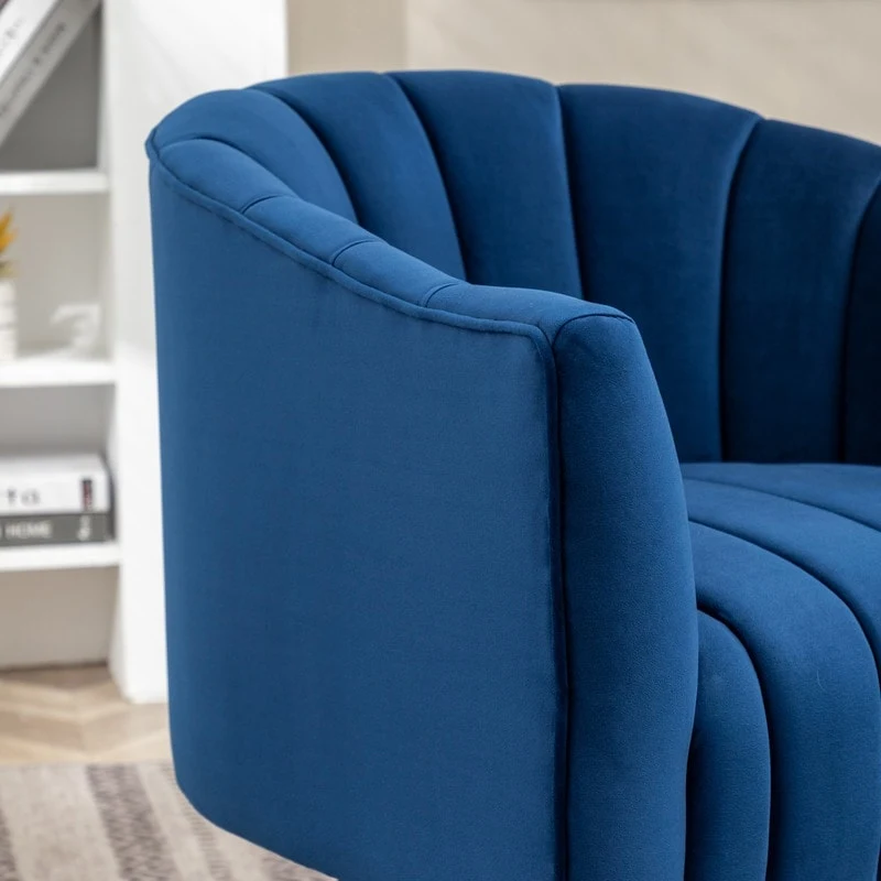 SEYNAR Modern Glam Velvet Upholstered Round 360 Degree Swivel Accent Barrel Chair Set of 2