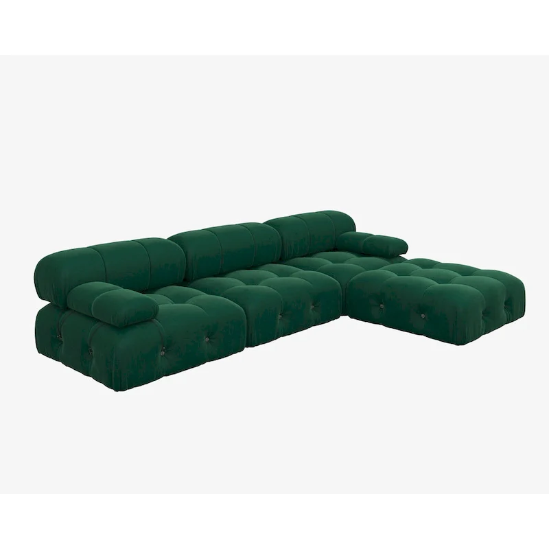 Velvet Sectional Sofa Reversible Modular Couch, Green