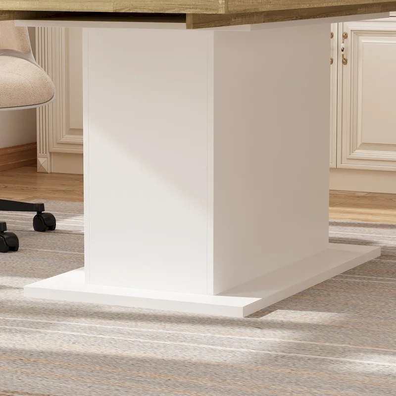 Large Dining Table - Wood Grain Finish, Seats 6-8 (Black/White)