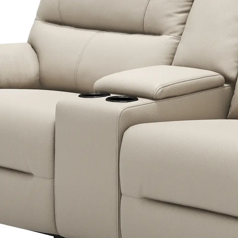 Leather Power Reclining Loveseat with Console and Cup Holders