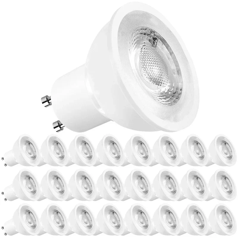 Luxrite MR16 GU10 LED Bulbs Dimmable, 50W Halogen Equivalent, 500 Lumens, 120V, Enclosed Fixture Rated (24 Pack)