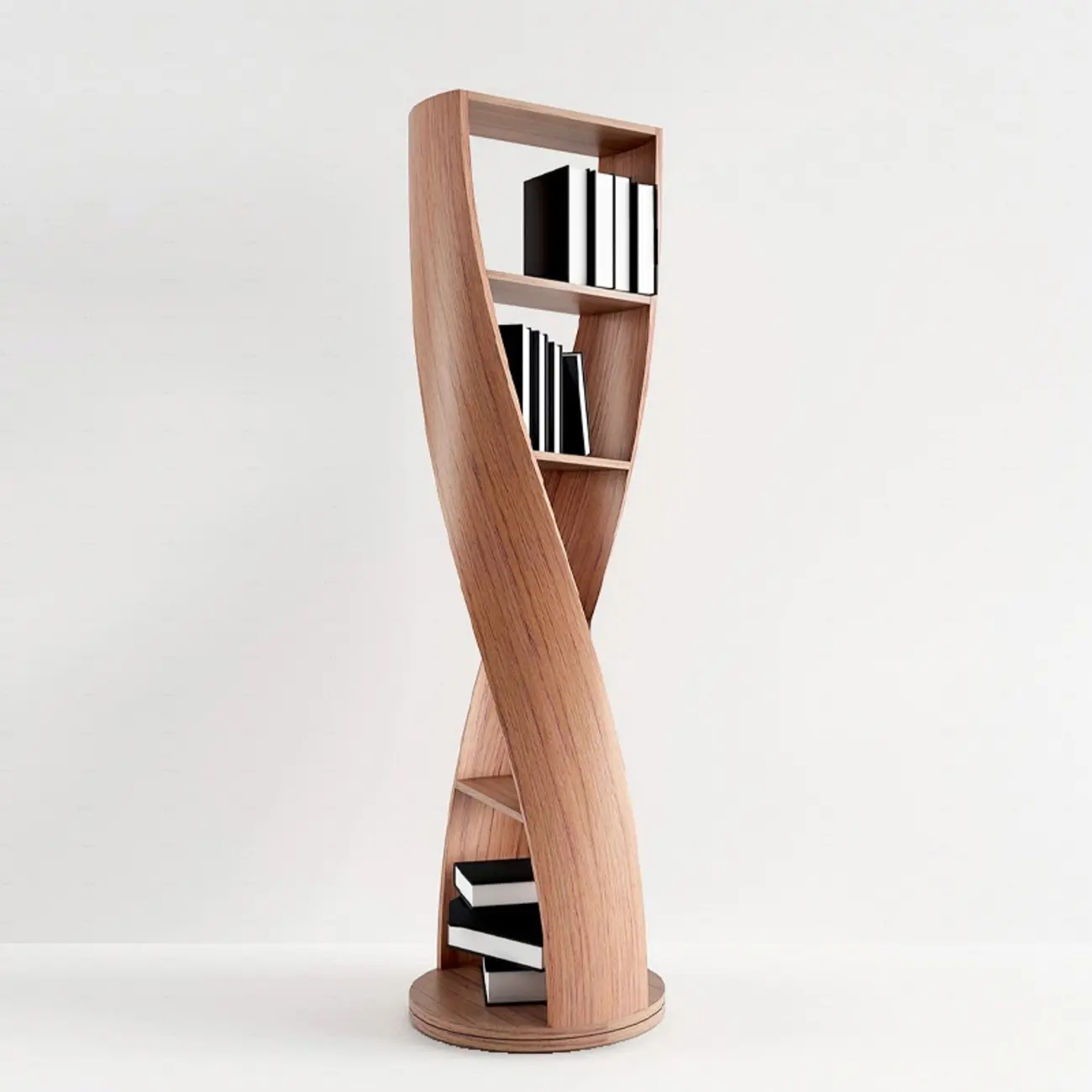 Contemporary Hourglass 5-tier Wooden Vertical Bookcase
