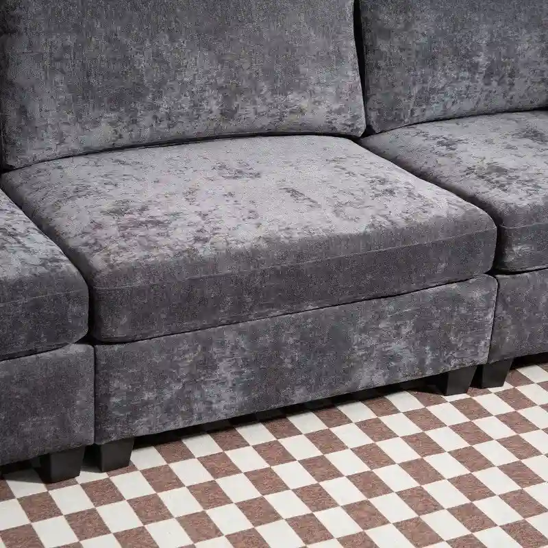 111.42  Chenille Upholstered Three Seater Sofa