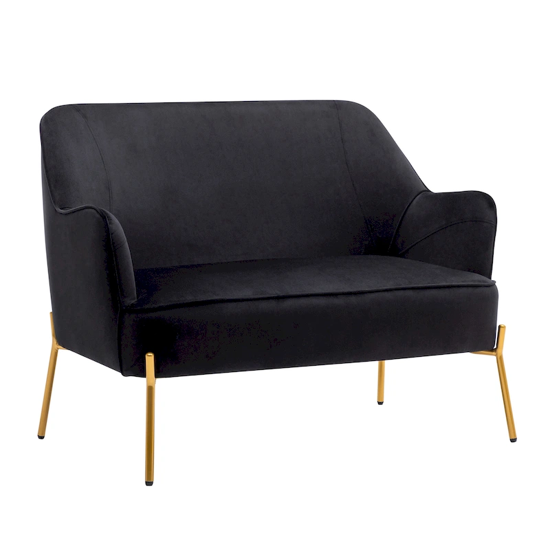 Porthos Home Kyler Loveseat Couch Sofa, Velvet Upholstery, Gold Chrome Legs