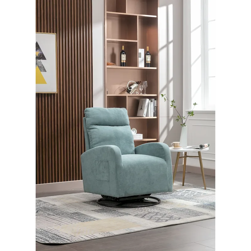Upholstered Swivel Glider Rocking Chair with 360° Rotation