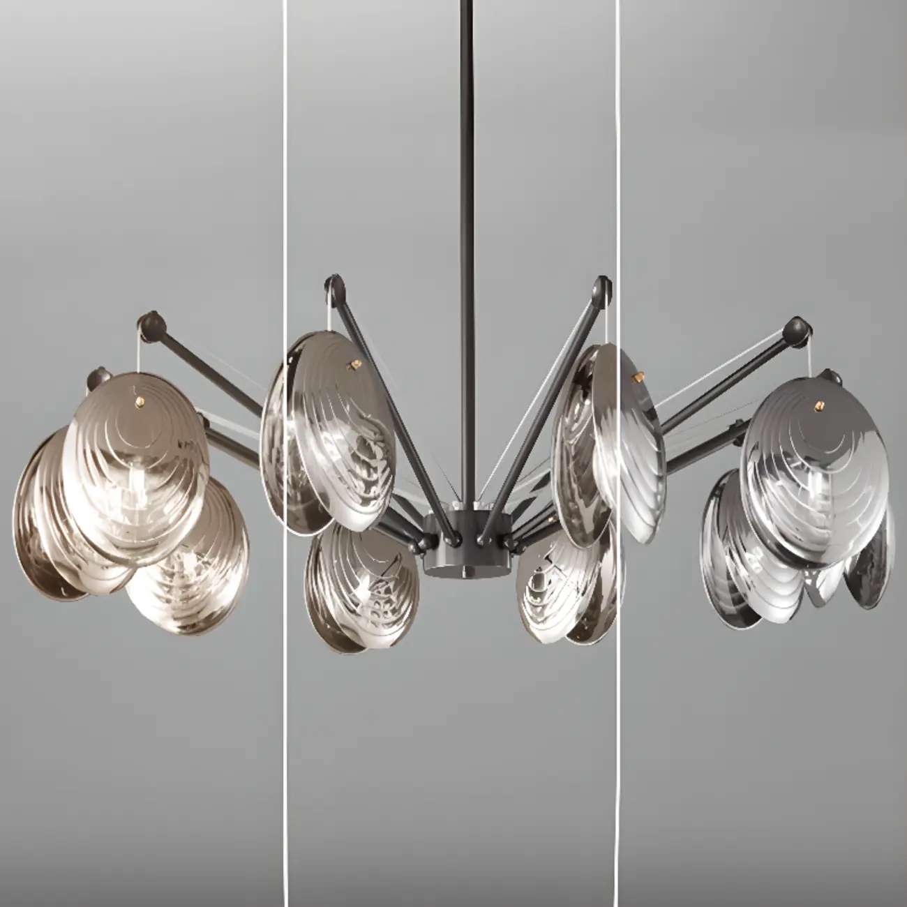 Modern Gray Metal Silver Shell Adjustable Chandeliers