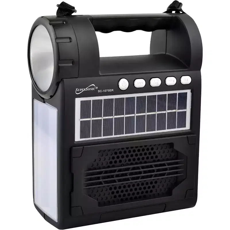 Supersonic SC-1075ER Solar Power Bluetooth Speaker with FM Radio Flashlight Lantern.