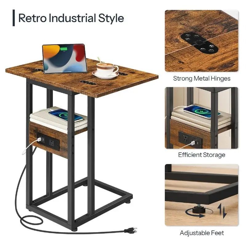 Foldable End Table - 15.4D x 10.2W x 25.2H