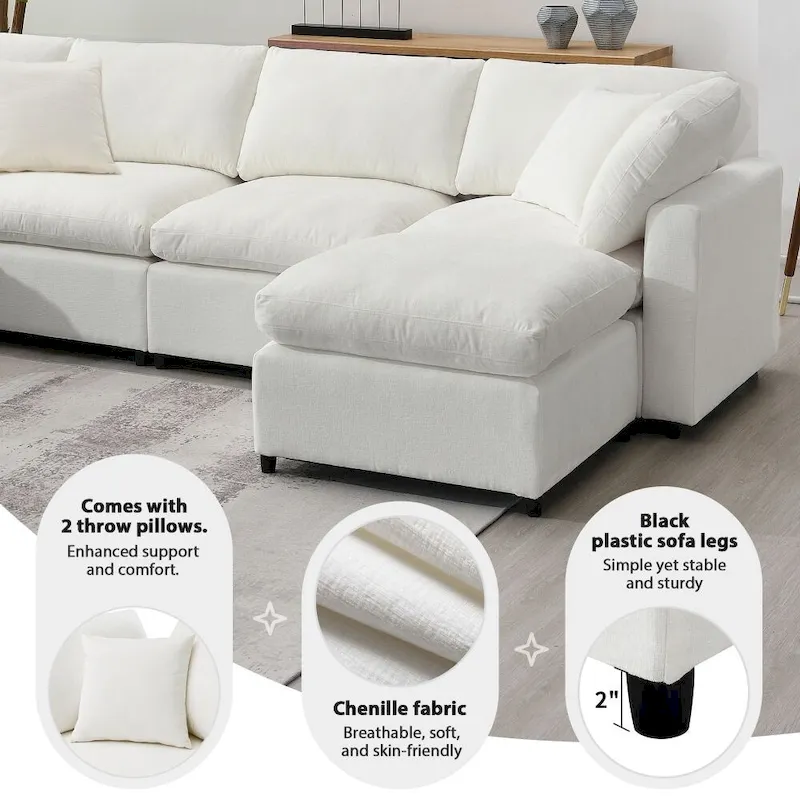 U Shaped Convertible Sectional Sofa with Ottoman