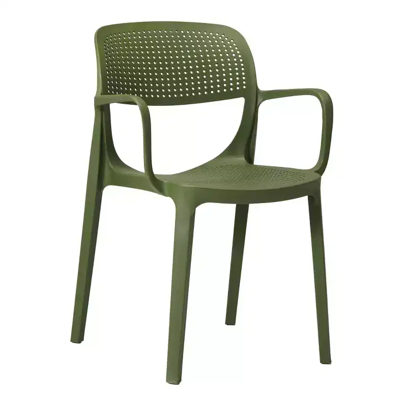 WestinTrends Playa 3-Piece Round Metal Bistro Dining Table Set And Stackable Resin Patio Dining Arm Chairs
