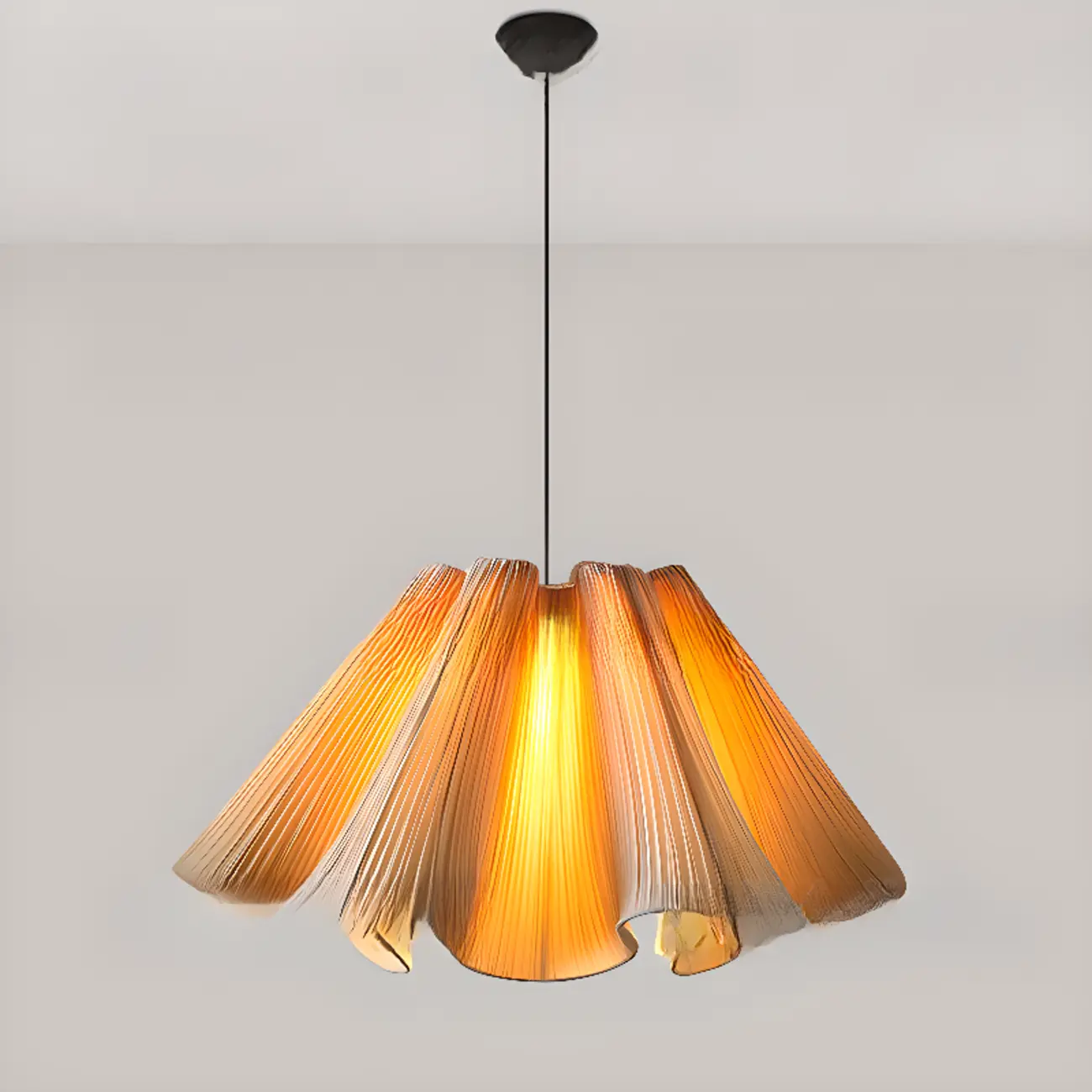 Modern Beige Fabric Pleated Adjustable Pendant Light