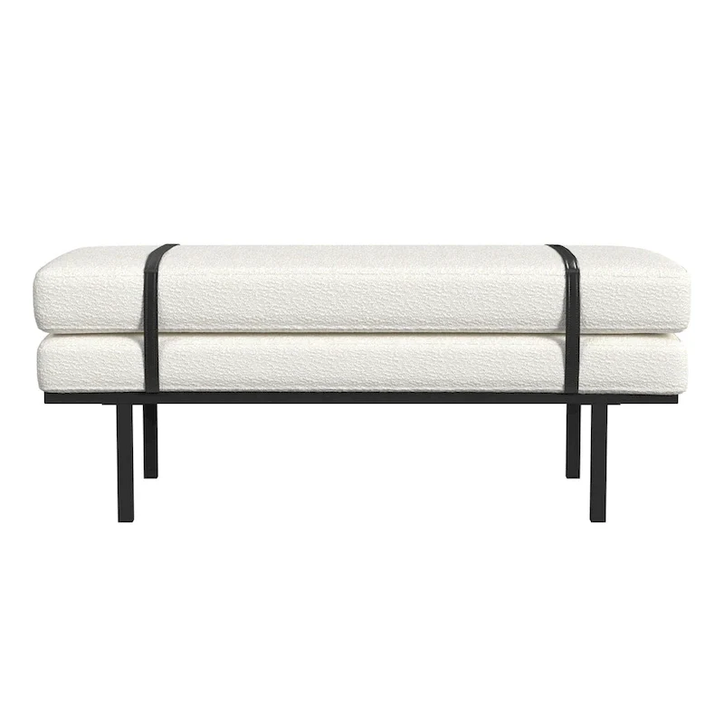 HomePop upholstered Bench with Metal Base - Cream Boucle