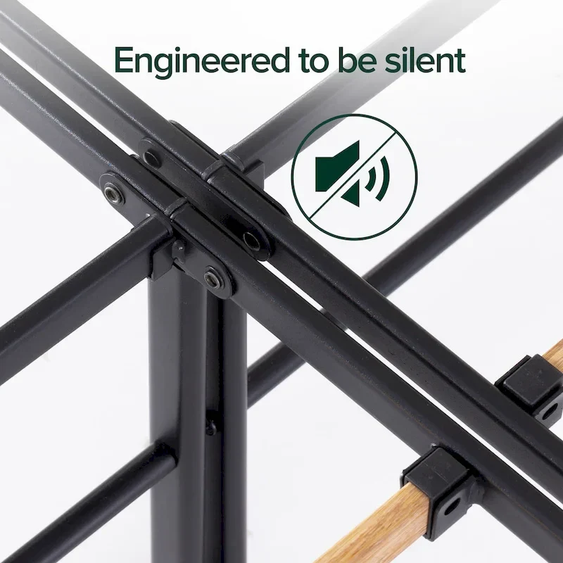 Black 14-Inch Steel Platform Bed Frame with Bamboo Slats – Twin, Twin XL, Full, Queen or King