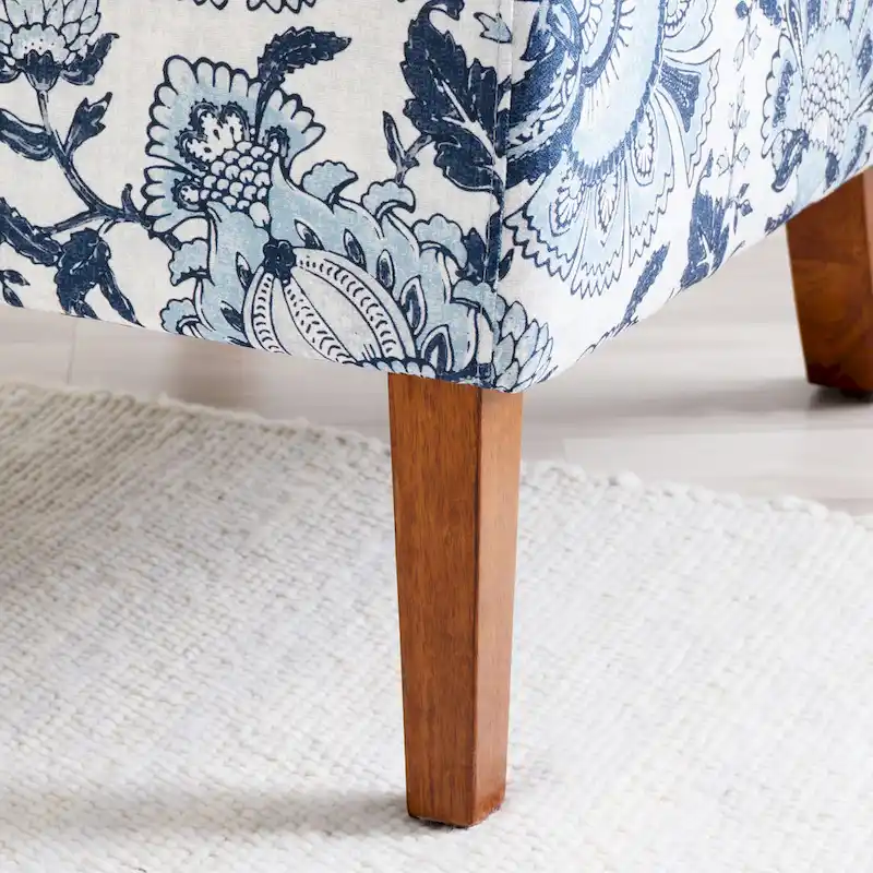Blue Paisley Fabric Slipper Accent Chair, Single Seat