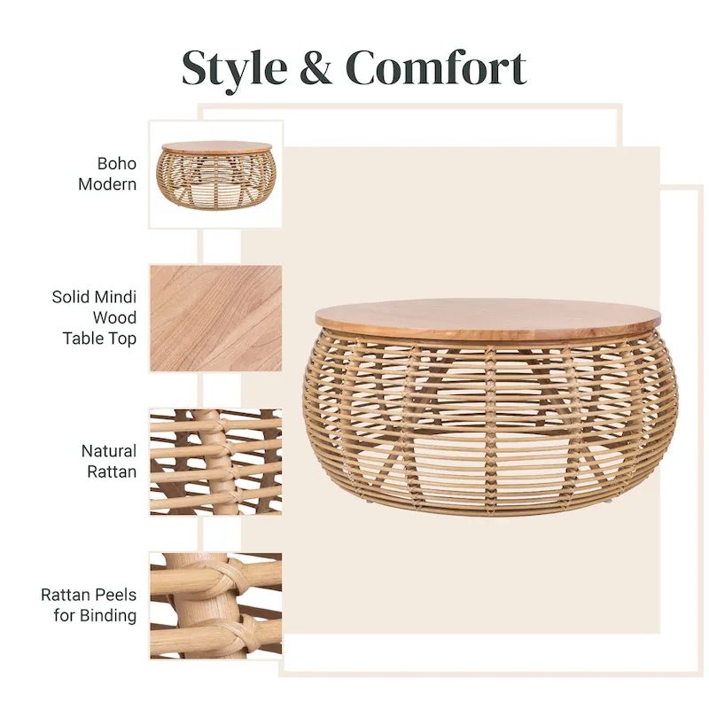 Doolittle Round Rattan Coffee Table