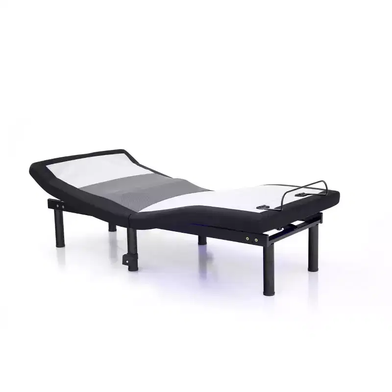 Furniture of America Twin XL Harmony Adjustable Lumbar Bed Frame: 1 Year Warranty, 14" Height, Steel Frame, Polyester Cover