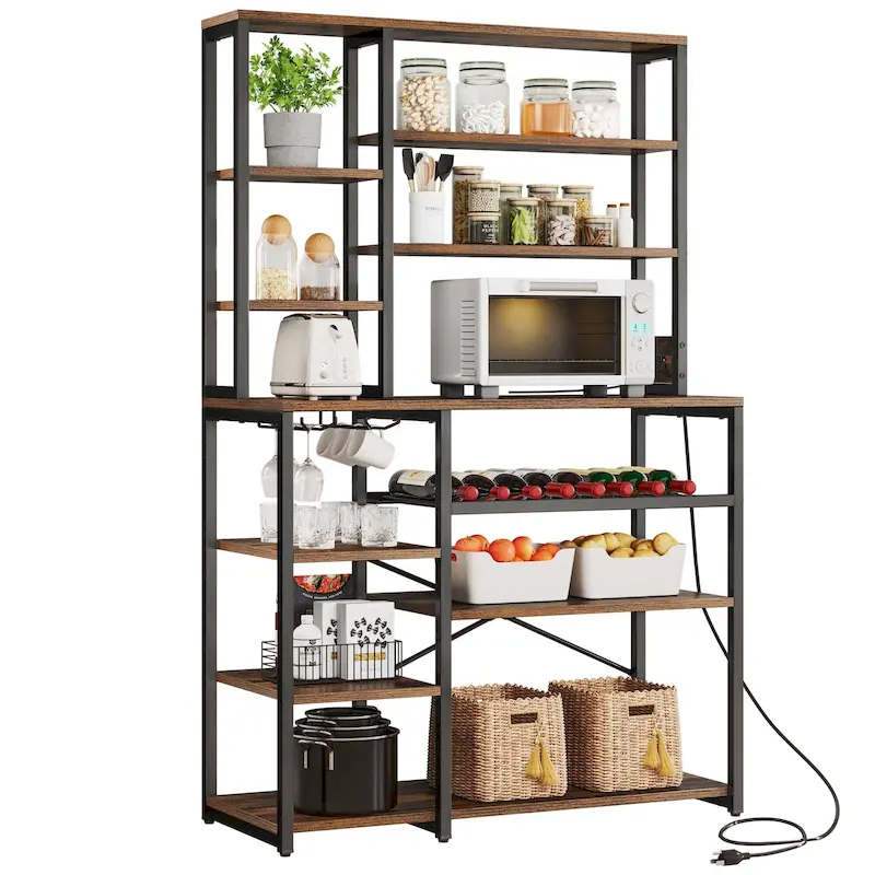 Moasis 40 Kitchen Microwave Stand Bakers Rack, Coffee Bar Station Wine Storage Utility Shelves