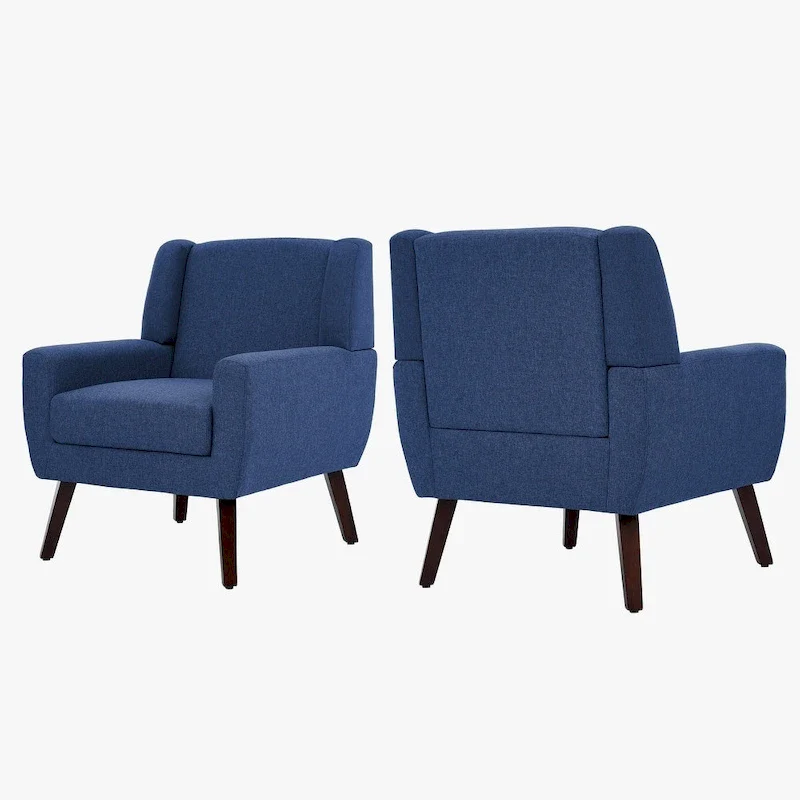 Wingback Accent Chair Set of 2 - Polyester Upholstered