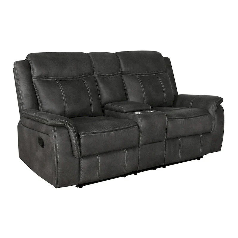 Tom 74 Inch Motion Manual Recliner Loveseat, Gel Foam, Black Faux Leather