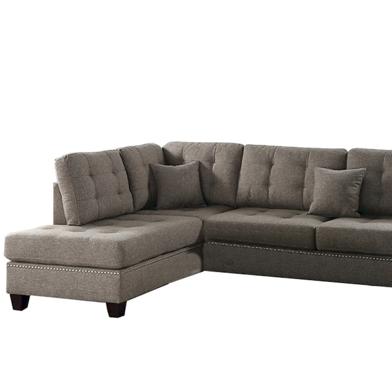 Polyfiber 3 Piece Sectional Set With Plush Cushion In Light Brown