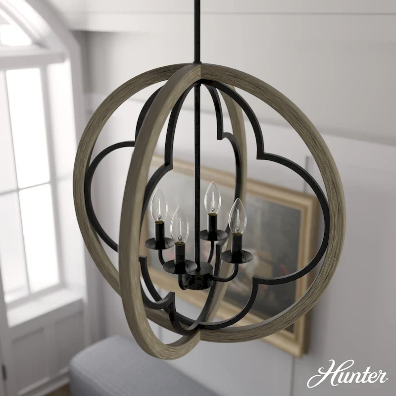 Hunter 24  Gablecrest 4-Light Pendant - Kitchen Island, Dining Room, Entry - Farmhouse, Transitional, French Country, Distressed