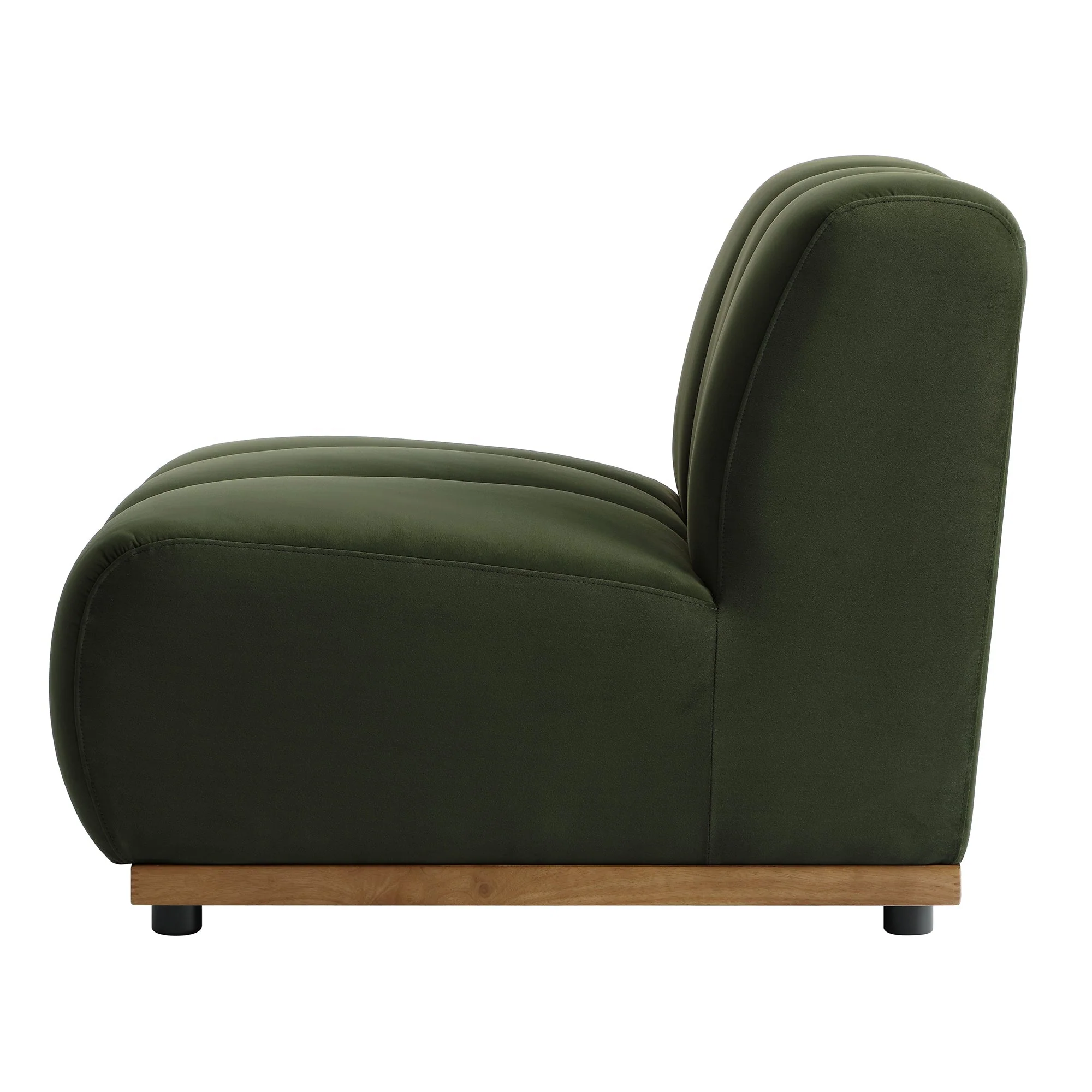 Moss Green Sectional Sofa, 1-Seater Armless Sofa