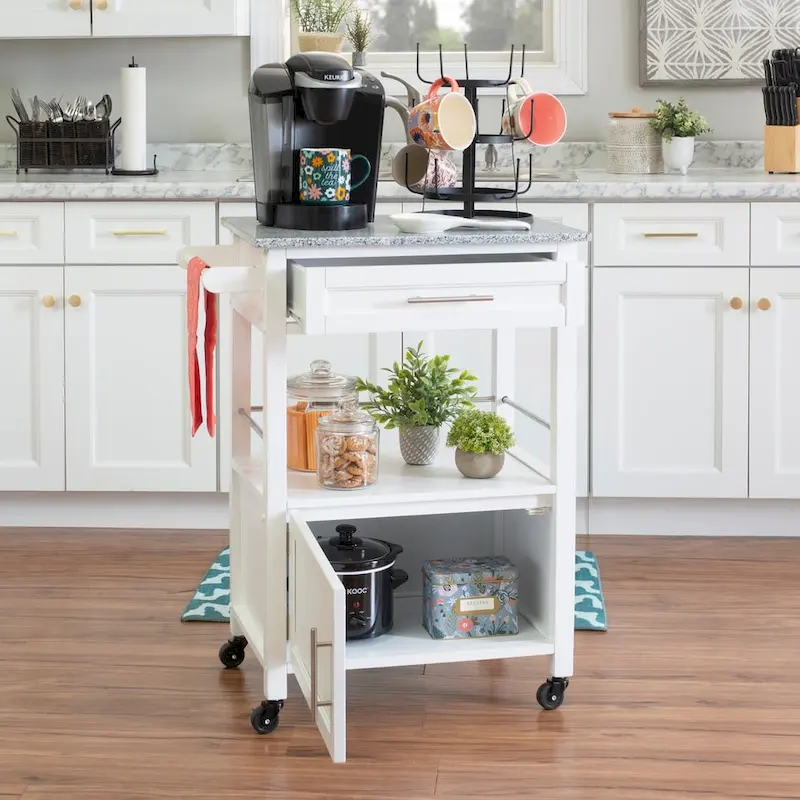 Kitchen Cart with Granite Top and Storage
