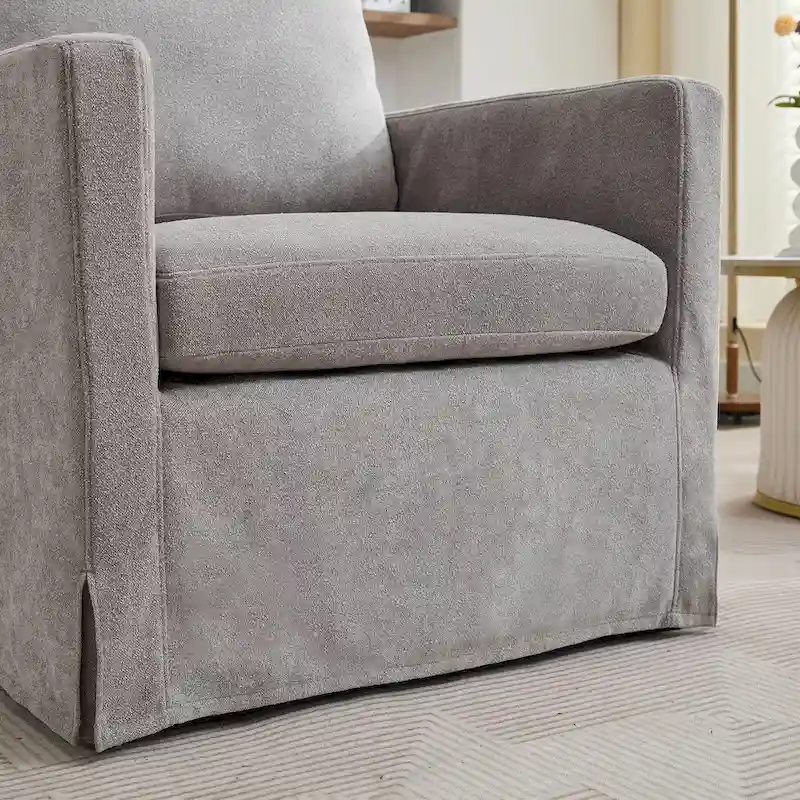 29.92 Chenille Swivel Accent Chair with Removable Cushion