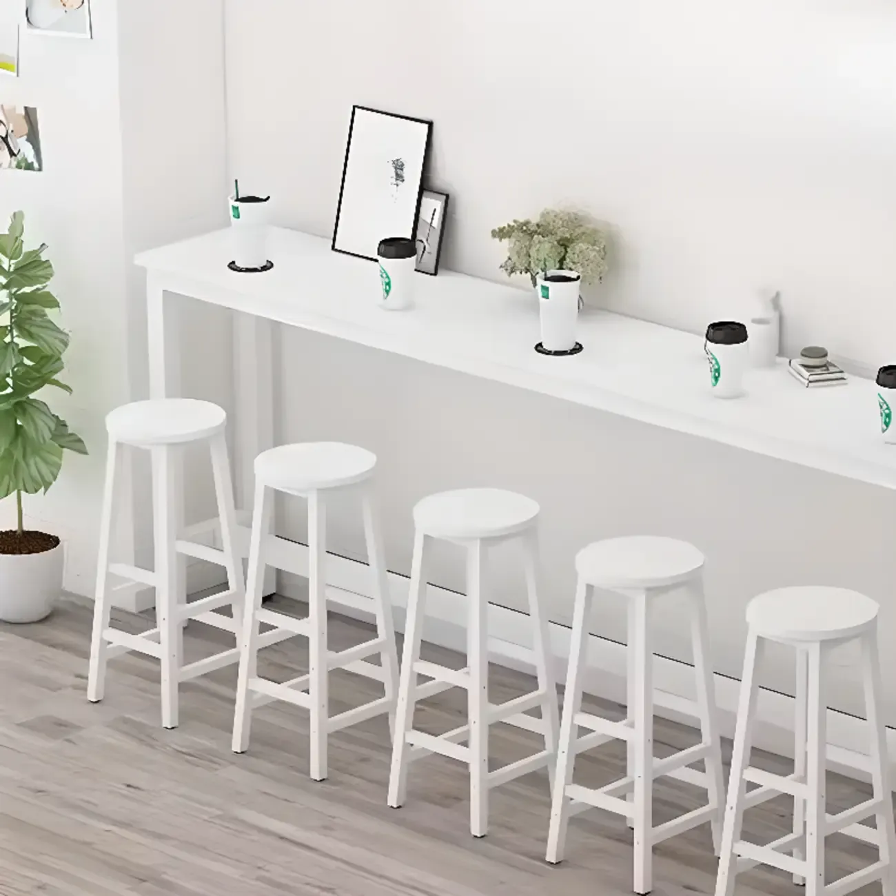 Modern White Wood Iron Rectangular Bar Tables