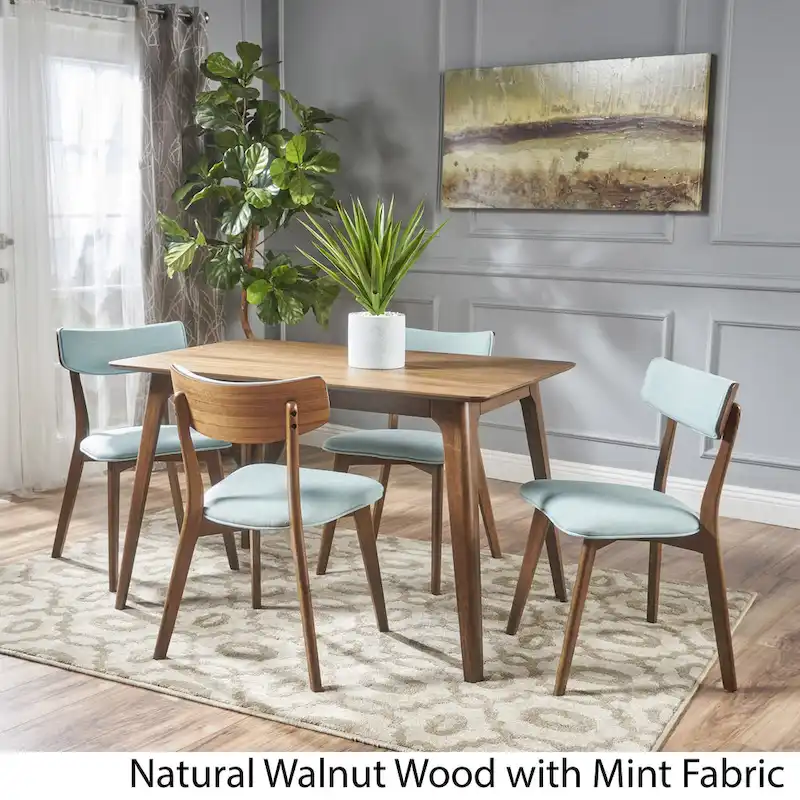 Mid-Century 5-piece Wood Rectangle Dining Set by