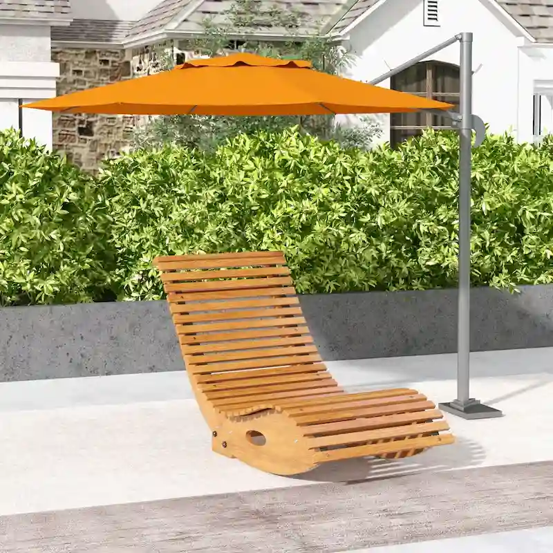Outsunny Outdoor Rocking Chair with Slatted Seat and High Back, Wooden Rocking Chair with S Shape, Rocking Patio Chair, Backyard