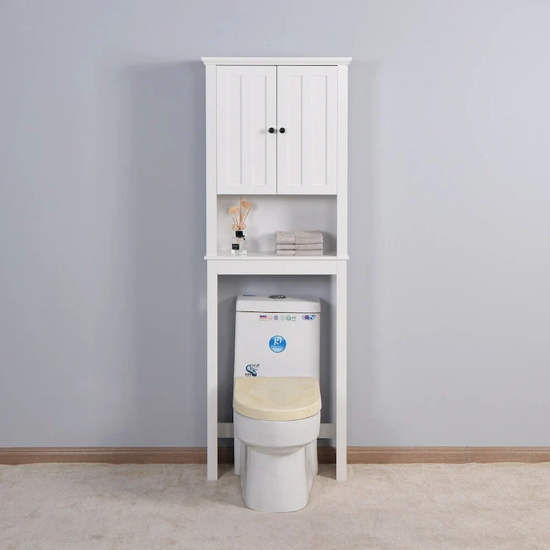 Bathroom Wooden Storage Cabinet Over Toilet with Adjustable Shelf