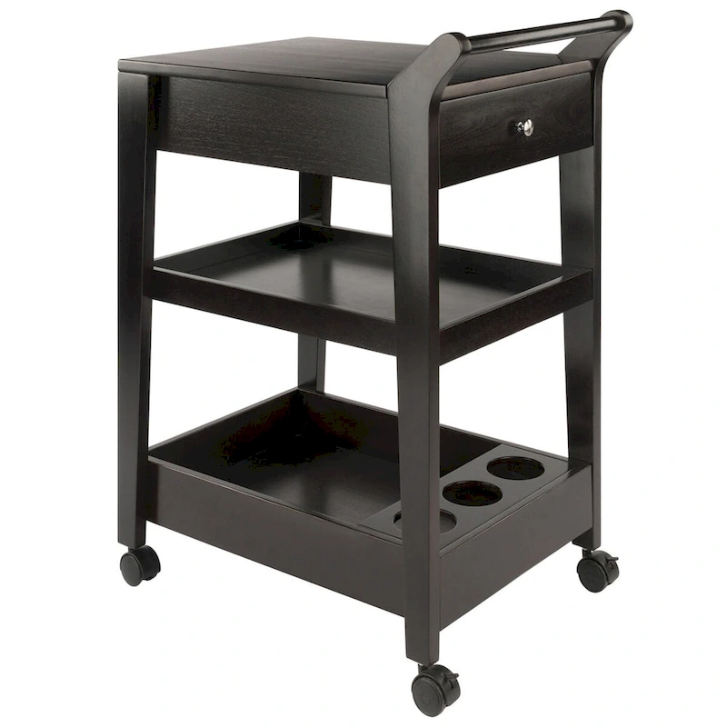 Jeston Entertainment Cart, Espresso - 18.03 x 26.77 x 37.24 inches