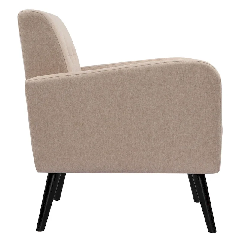 Mid-Century Modern Accent Chair with Tufted Back, Armrests, Polyester Fabric Upholstery, 29.75
