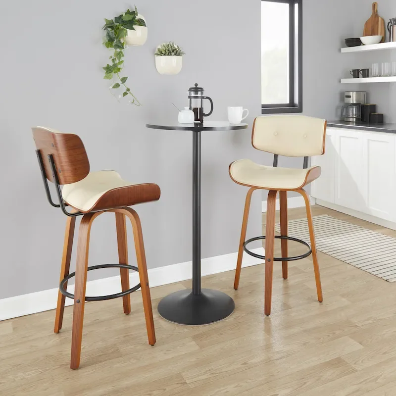 Carson Carrington Leksand 30 Fixed-Height Bar Stool with Bent Wood Legs (Set of 2)