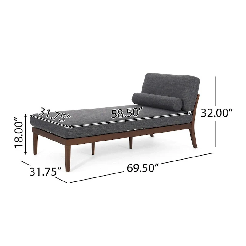 68.75 Charcoal Elegant Chaise Lounge, Recliner Chairs