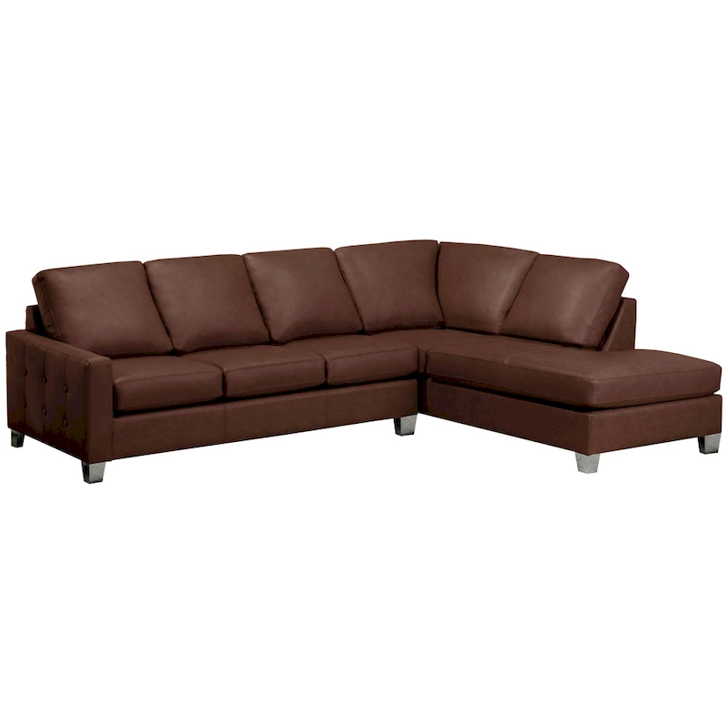 Dean Top Grain Italian Leather Tufted Sectional Sofa - 107 x 85 x 35 x 34