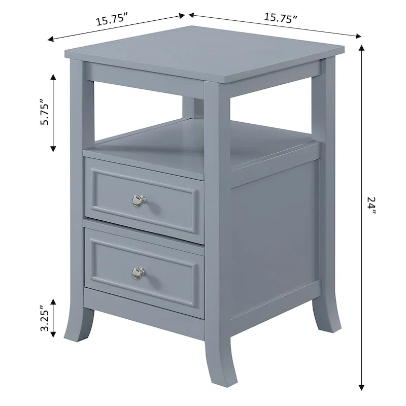 Convenience Concepts Melbourne 2 Drawer End Table with Shelf