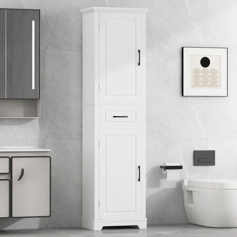 Freestanding Bathroom Storage Cabinet with 2 Doors and Adjustable Shelves