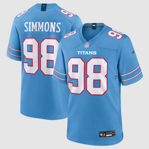 Tennessee Titans Jeffery Simmons Light Blue Game Jersey