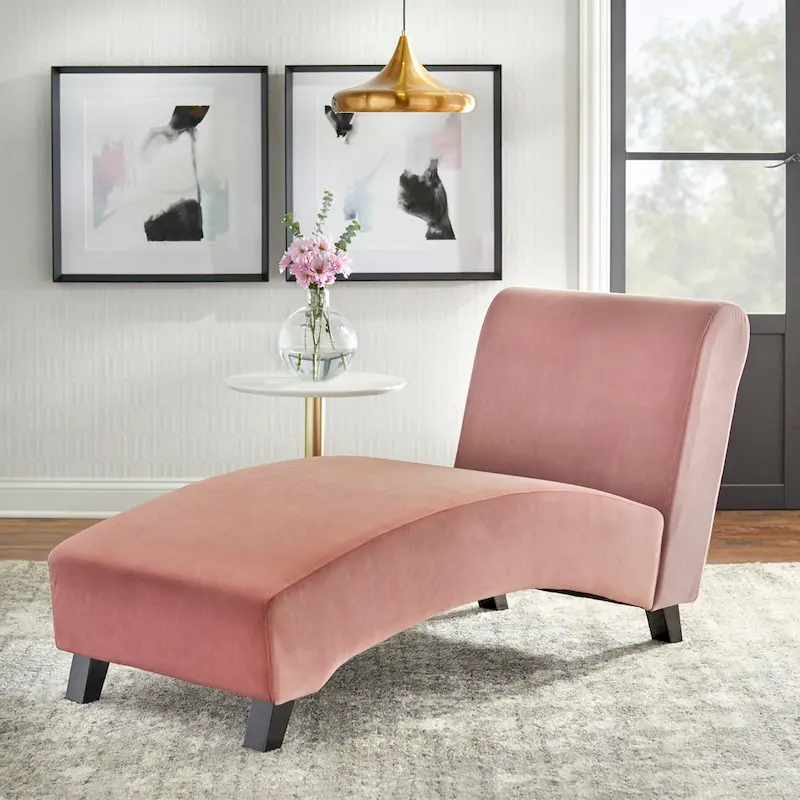 Curved Chaise Lounge - Light Grey/Dark Grey/Dusty Rose - Single Seat