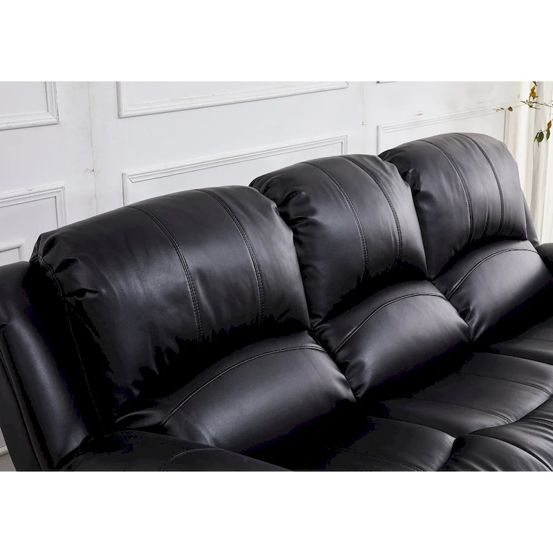 Betsy Furniture Bonded Leather Manual Rclining 3-seat Sofa Couch 8018