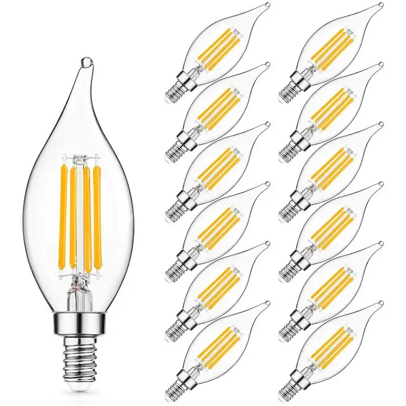 Dimmable LED LIGHT BULBS E12-110-60W 2700K ( 12 Pack ) - Clear